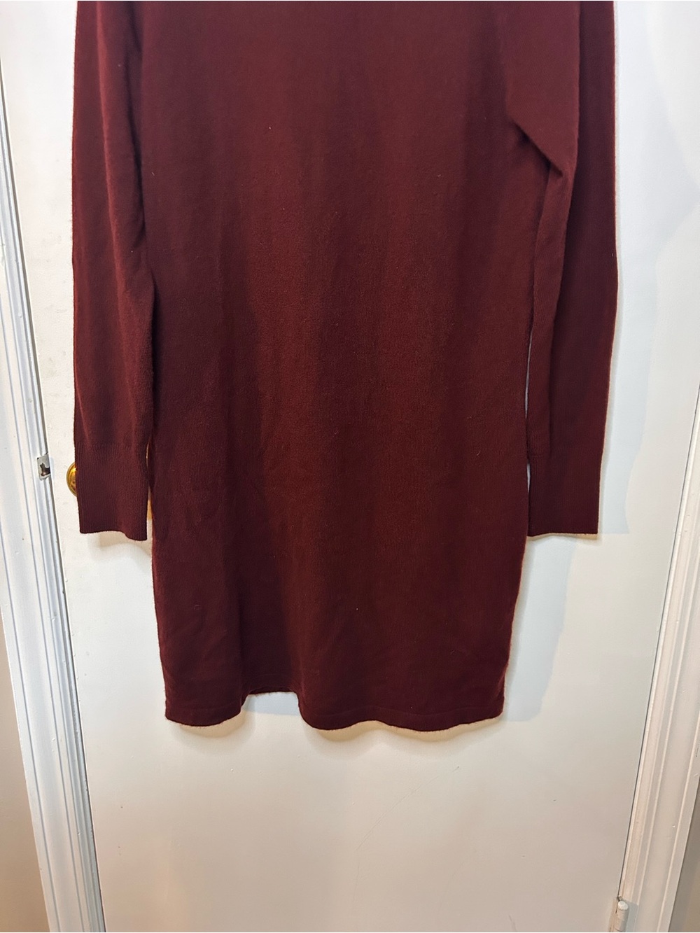 QUINCE BURGUNDY TURTLENECK SWEATER DRESS 100% MONGOLIAN CASHMERE SZ SM - Picture 4 of 6